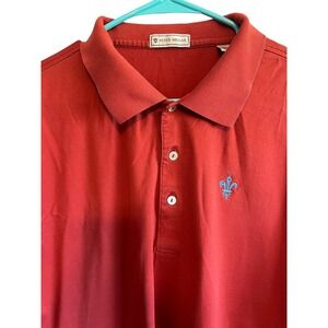 Peter Millar Polo Shirt Men's Short Sleeve Casual Red Fleur De‎ Lis Golf